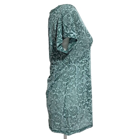 Y2K Burnout Maurices Green Paisley Print V-Neck Short Sleeve Top Womens L - Picture 10 of 10